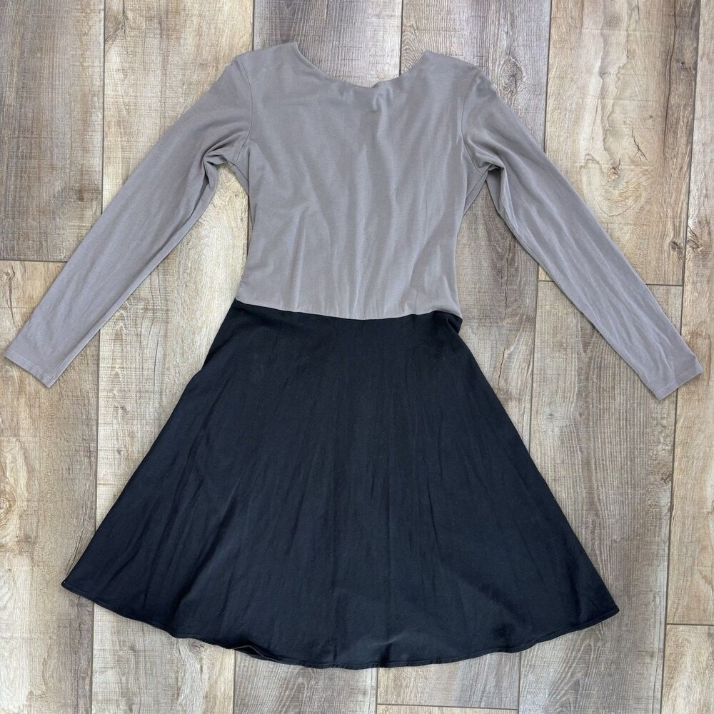Maggie’s Organics Black Gray Dress Sz M V-Neck Organic Cotton Workwear Capsule - Picture 6 of 10